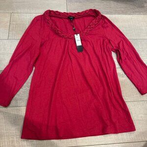 TALBOTS WOMENS SMALL 3/4 SLEEVE SHIRT NEW SIZE SMALL FUSHIA PINK
